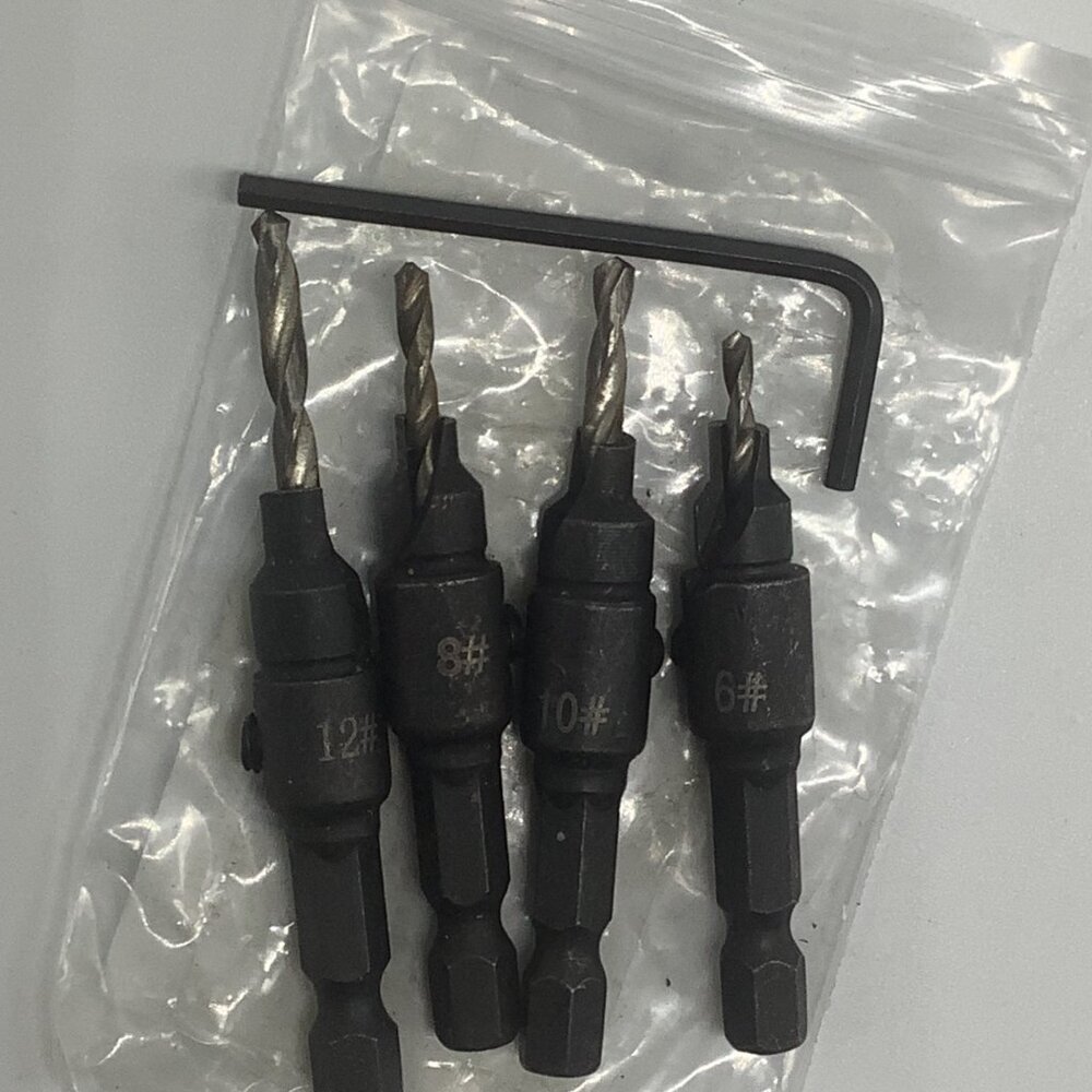 Hex Quick Change Shank Countersink Tapered Drill Bits Set 4pcs Woodworking Tools - Picture 7 of 7